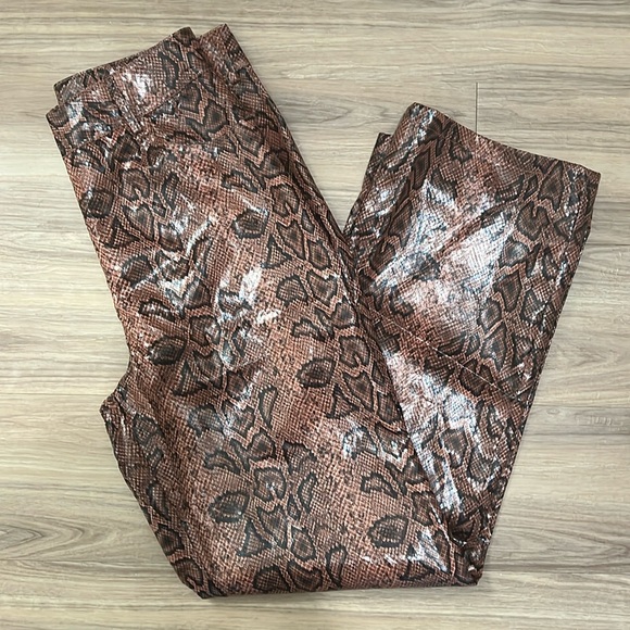 Light Pink Faux SnakePrint Pants - Picture 1 of 2